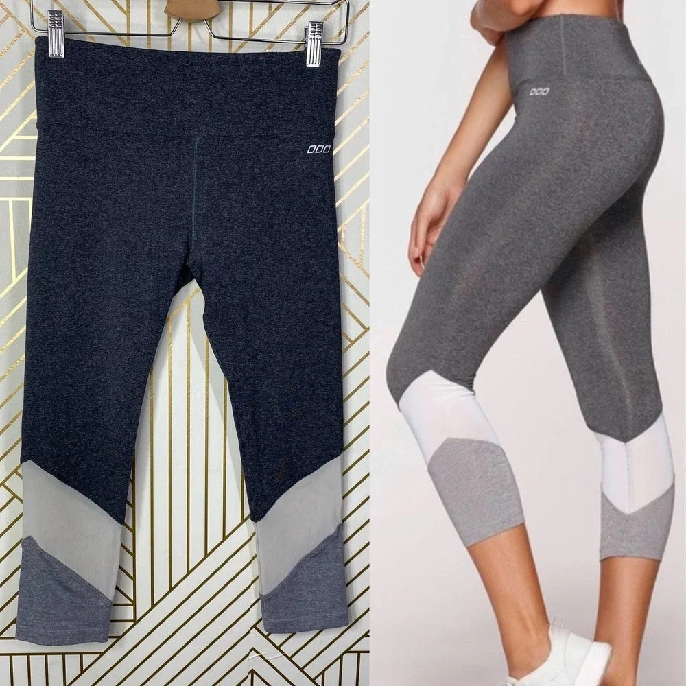 Lorna Jane Asha Chevron Gray‎ Cropped Mesh Leggings Size US Small